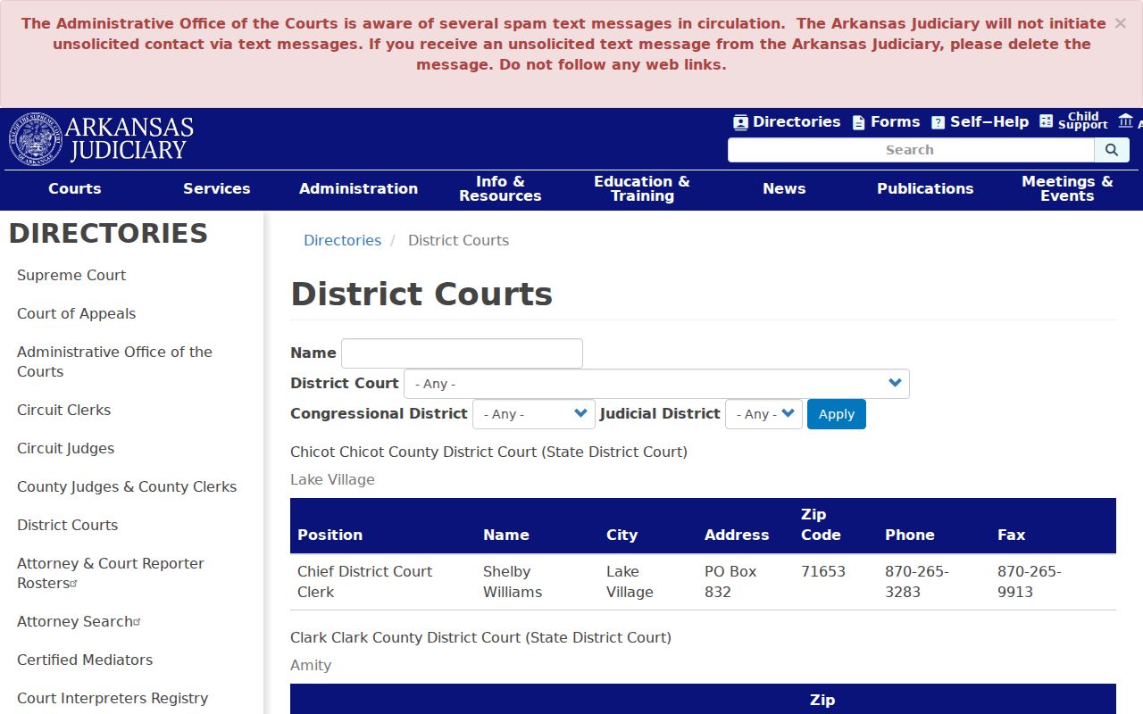 Cleburne County court date district department directory