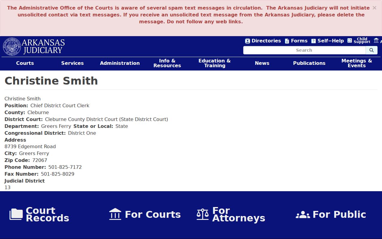 Cleburne County court schedule Greers Ferry clerk contact