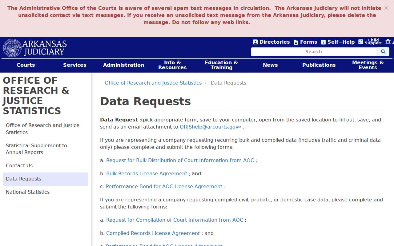Cleburne County civil docket AOC data request options