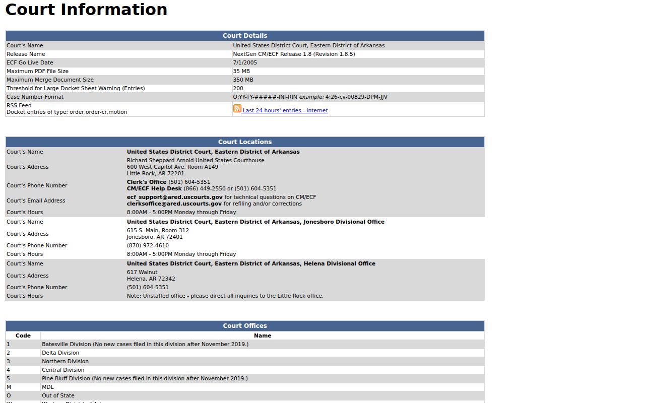 Cleburne County court records Eastern District CM ECF information