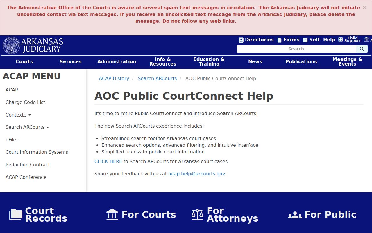 Cleburne County docket search CourtConnect retirement notice