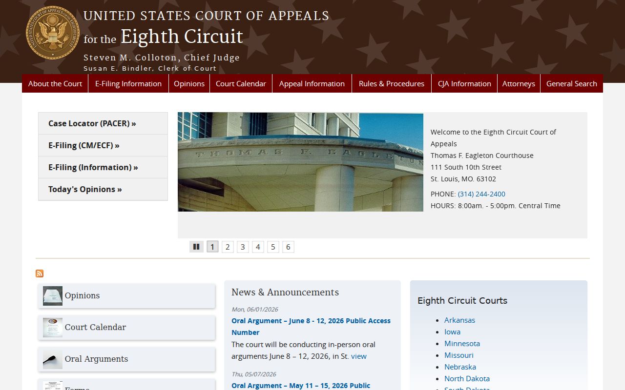 Cleburne County traffic court records contrasted with the federal Eighth Circuit site